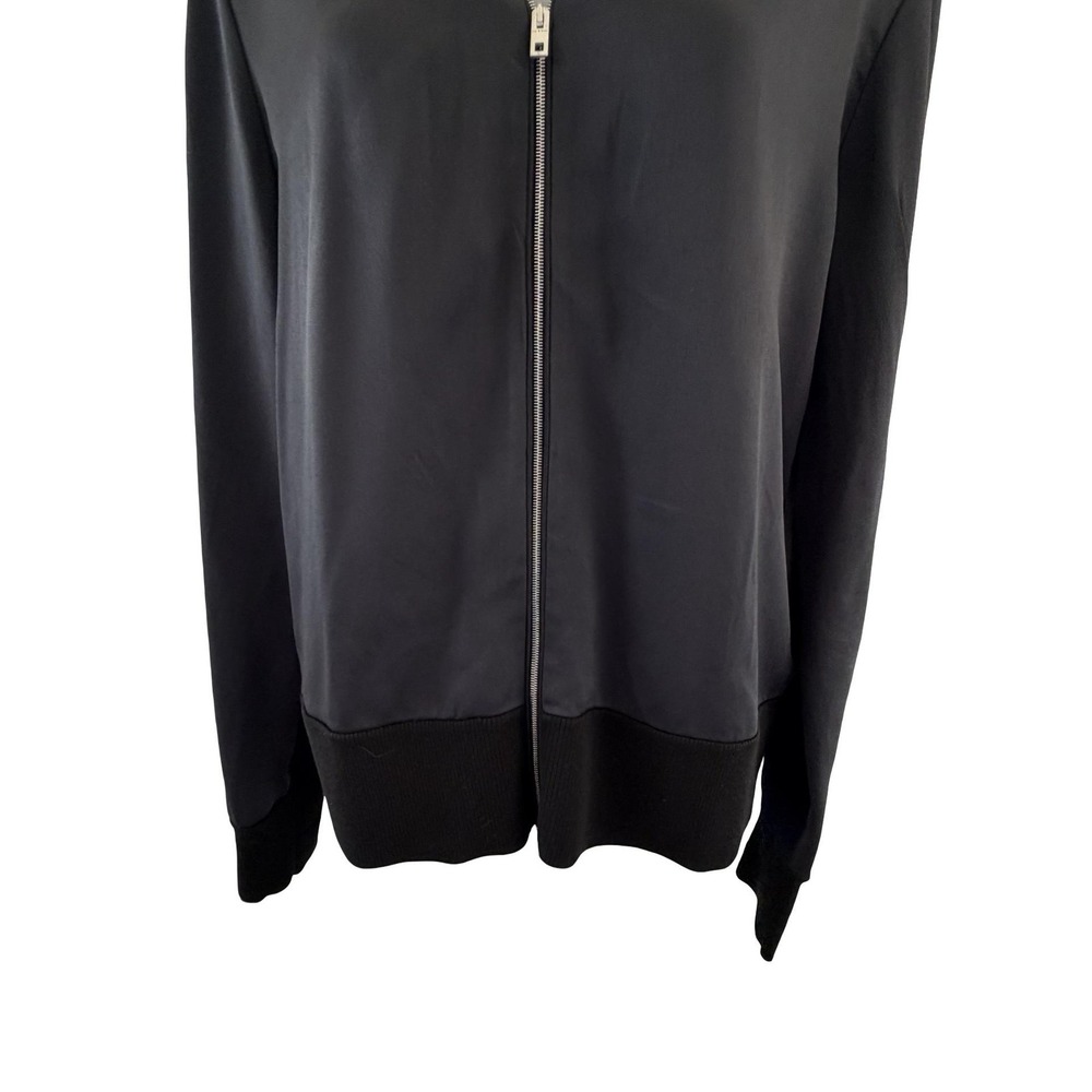 Rag & Bone Jacket Womens Large Navy Blue Crepe Knit Back Zip Bomber Minimalist - Picture 6 of 16